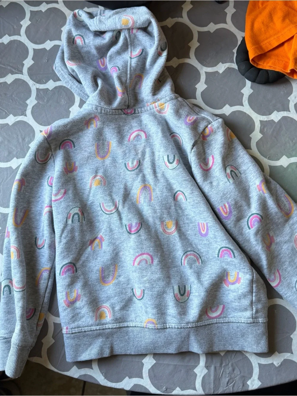 Cat & Jack Gray Hoodie with Pastel Rainbow Motif